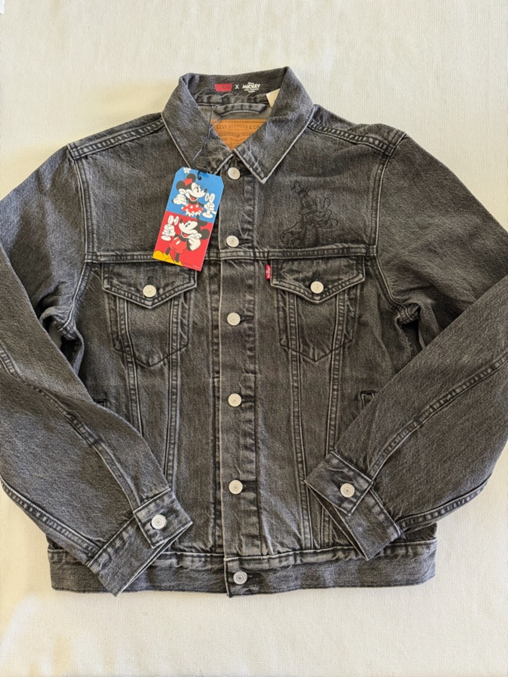 Levi's Black/Gray Denim Mickey Mouse Embroidered Jacket